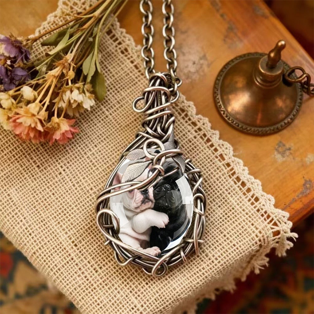 Elegant French Bulldog Wire Pendant Necklace
