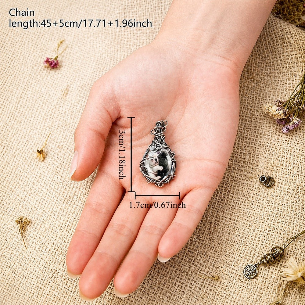 Elegant French Bulldog Wire Pendant Necklace