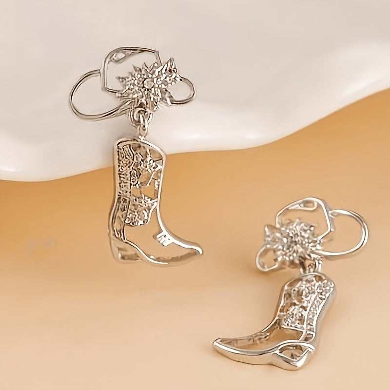 Dainty Hollow Cowboy Boot Drop Earrings