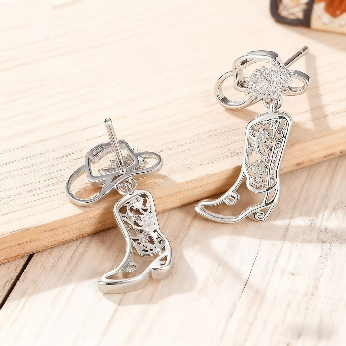 Dainty Hollow Cowboy Boot Drop Earrings