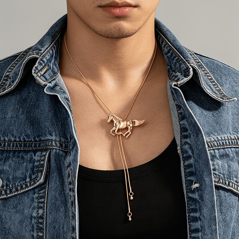 Classy Galloping Horse Lariat Necklace
