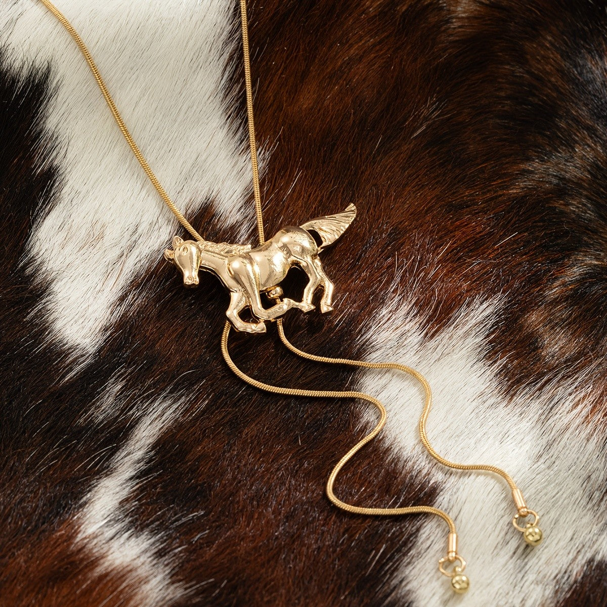 Classy Galloping Horse Lariat Necklace