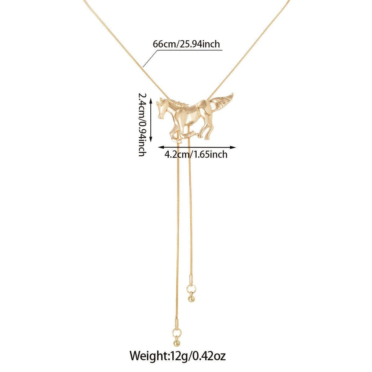 Classy Galloping Horse Lariat Necklace