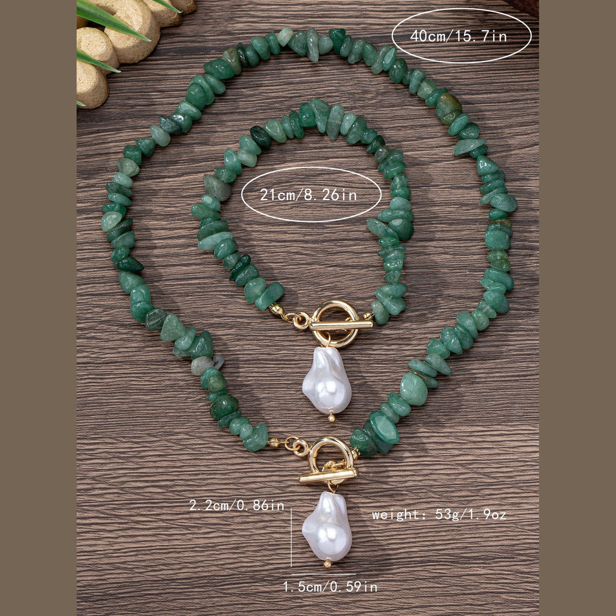14k Boho Acrylic Nugget Necklace & Bracelet Set