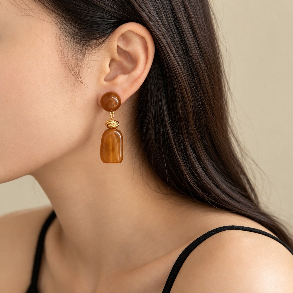Vintage Boho Marbled Acrylic Drop Earrings