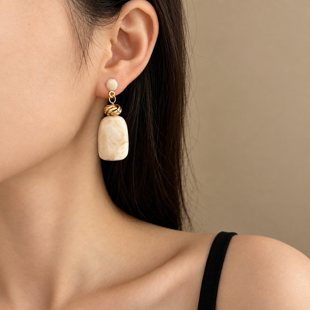 Vintage Boho Marbled Acrylic Drop Earrings