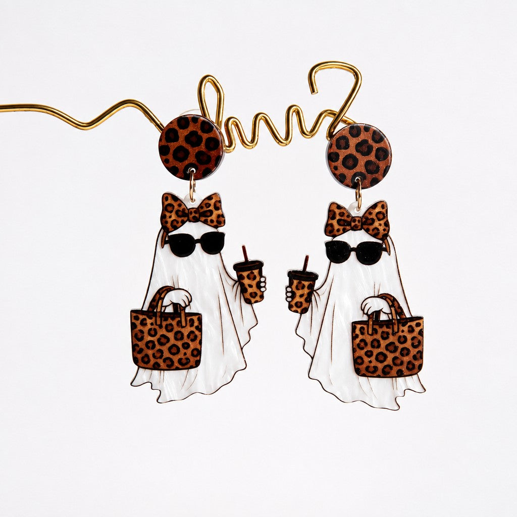 Cute Leopard Ghost Acrylic Earrings