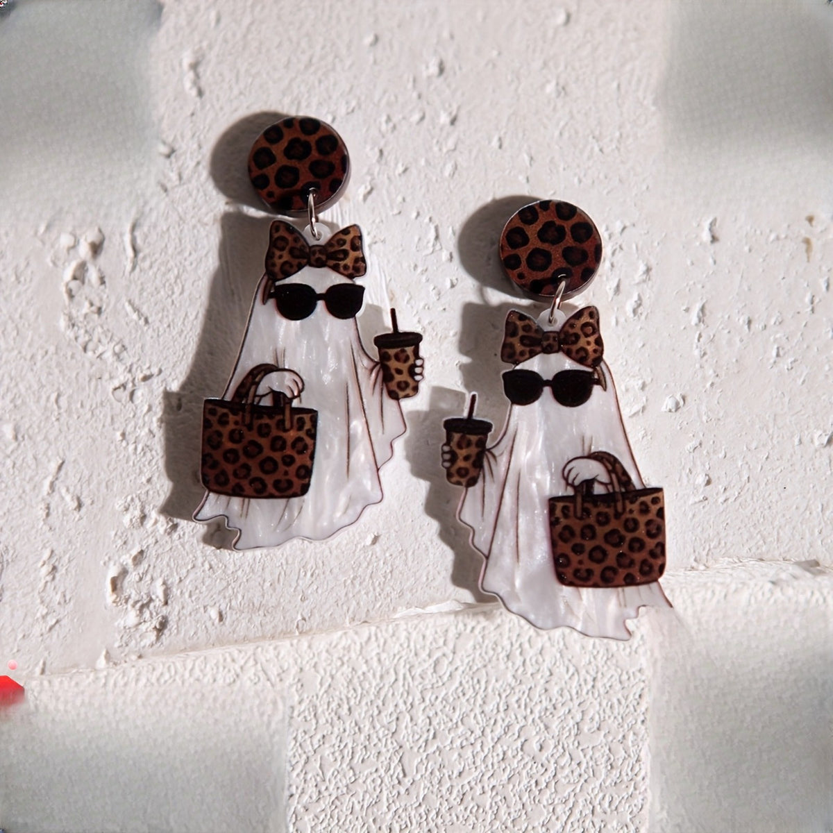 Cute Leopard Ghost Acrylic Earrings