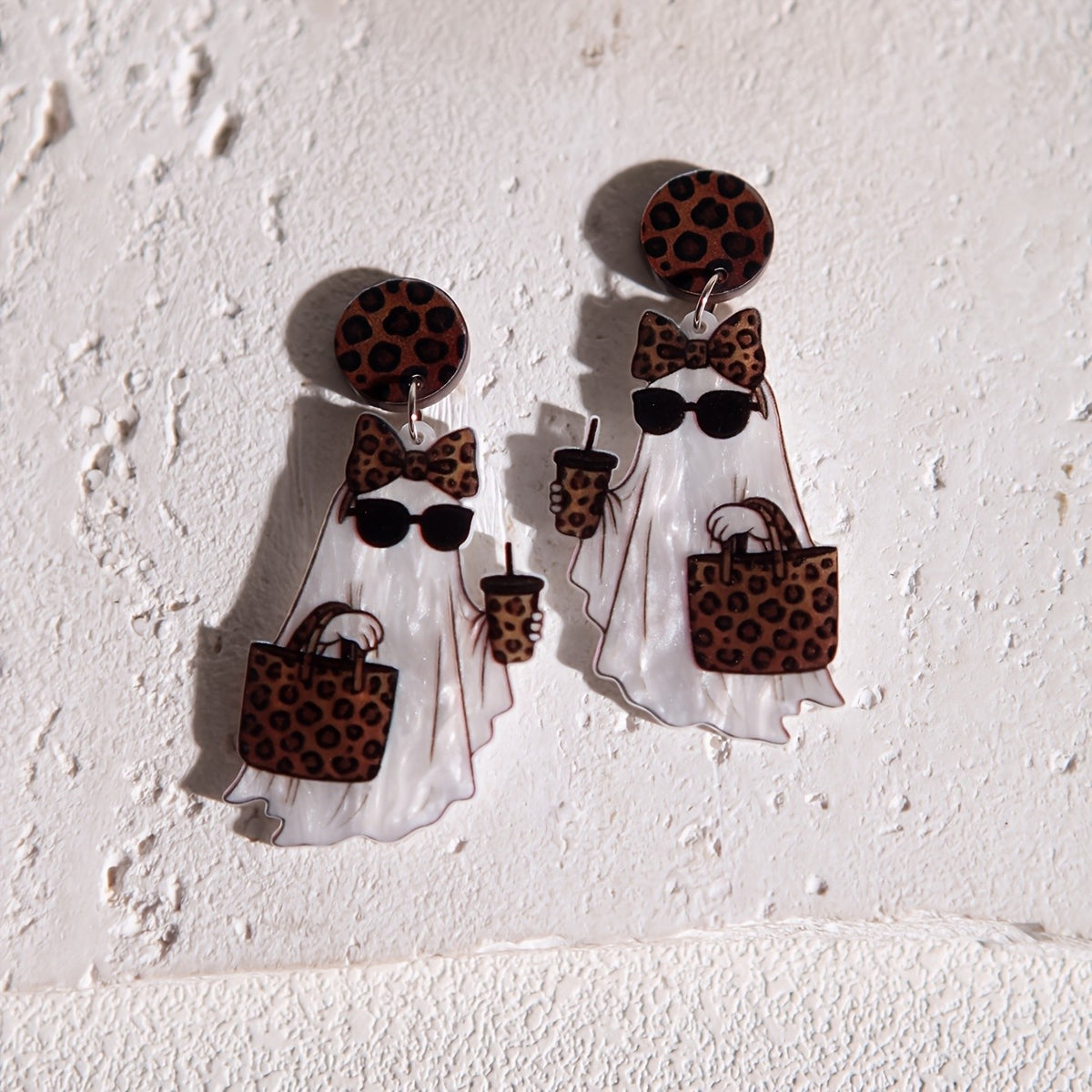 Cute Leopard Ghost Acrylic Earrings