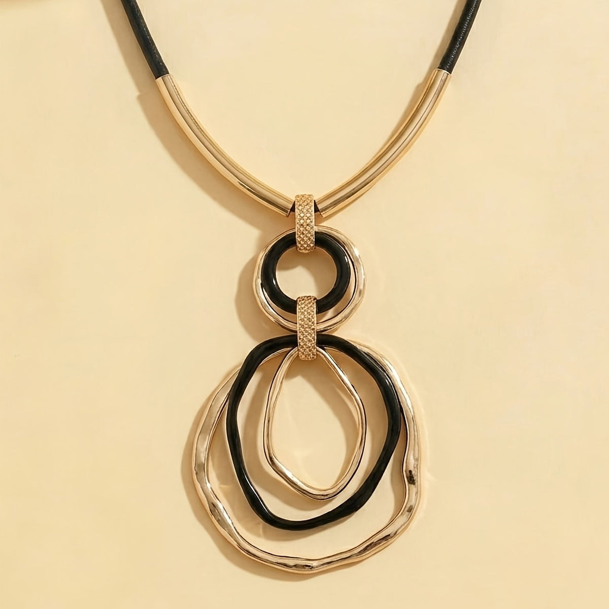 Classy Geometric Black Rope Necklace