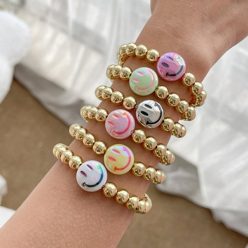 18k Boho Smile Face Beaded Bracelet