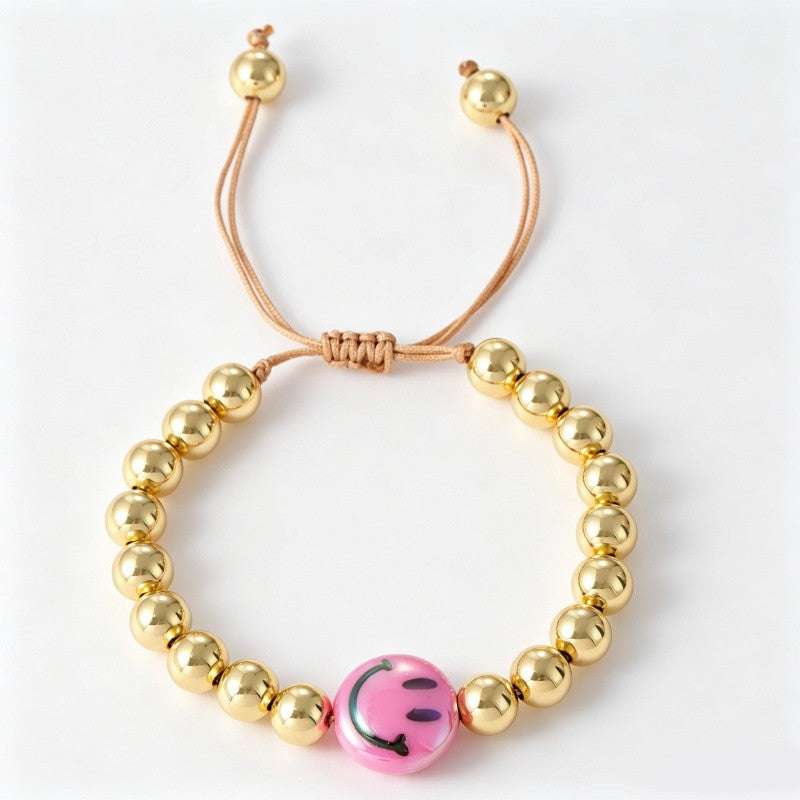 18k Boho Smile Face Beaded Bracelet