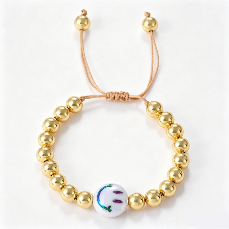 18k Boho Smile Face Beaded Bracelet