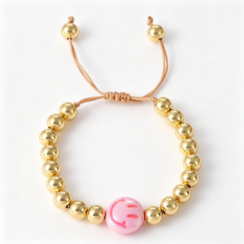 18k Boho Smile Face Beaded Bracelet