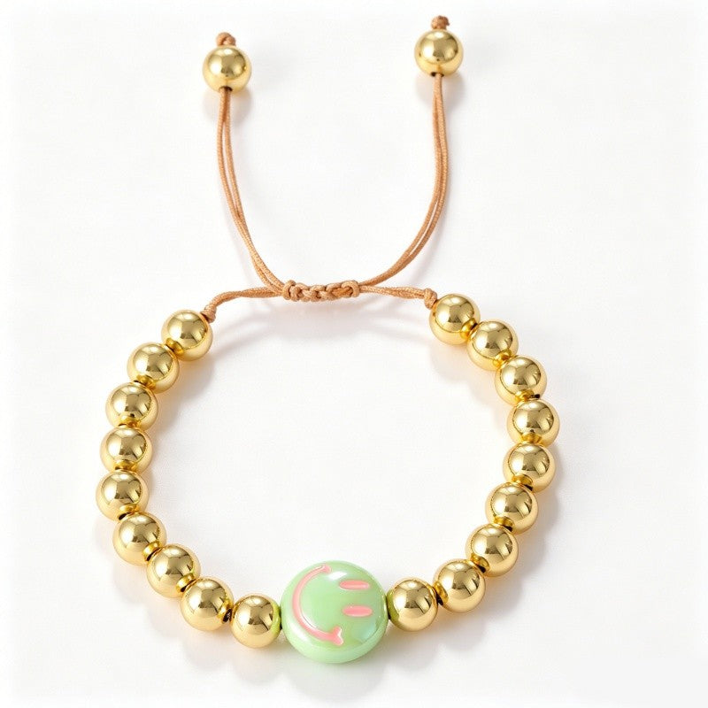 18k Boho Smile Face Beaded Bracelet