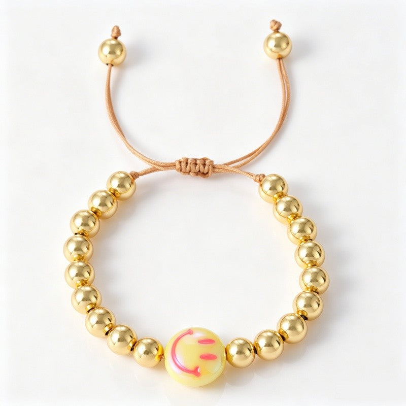 18k Boho Smile Face Beaded Bracelet