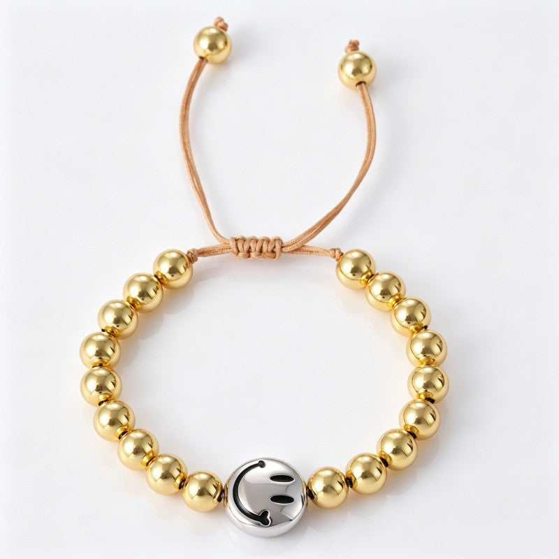 18k Boho Smile Face Beaded Bracelet