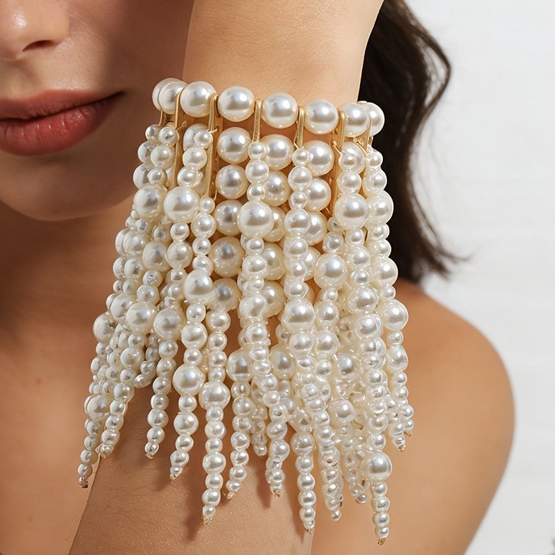 Elegant Faux Pearl Tassel Bracelet