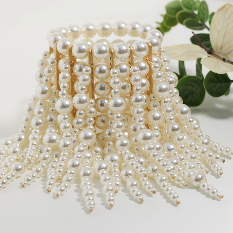 Elegant Faux Pearl Tassel Bracelet