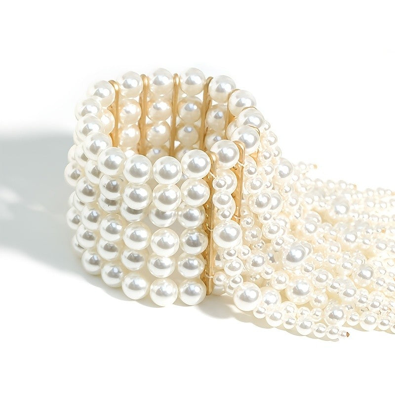 Elegant Faux Pearl Tassel Bracelet