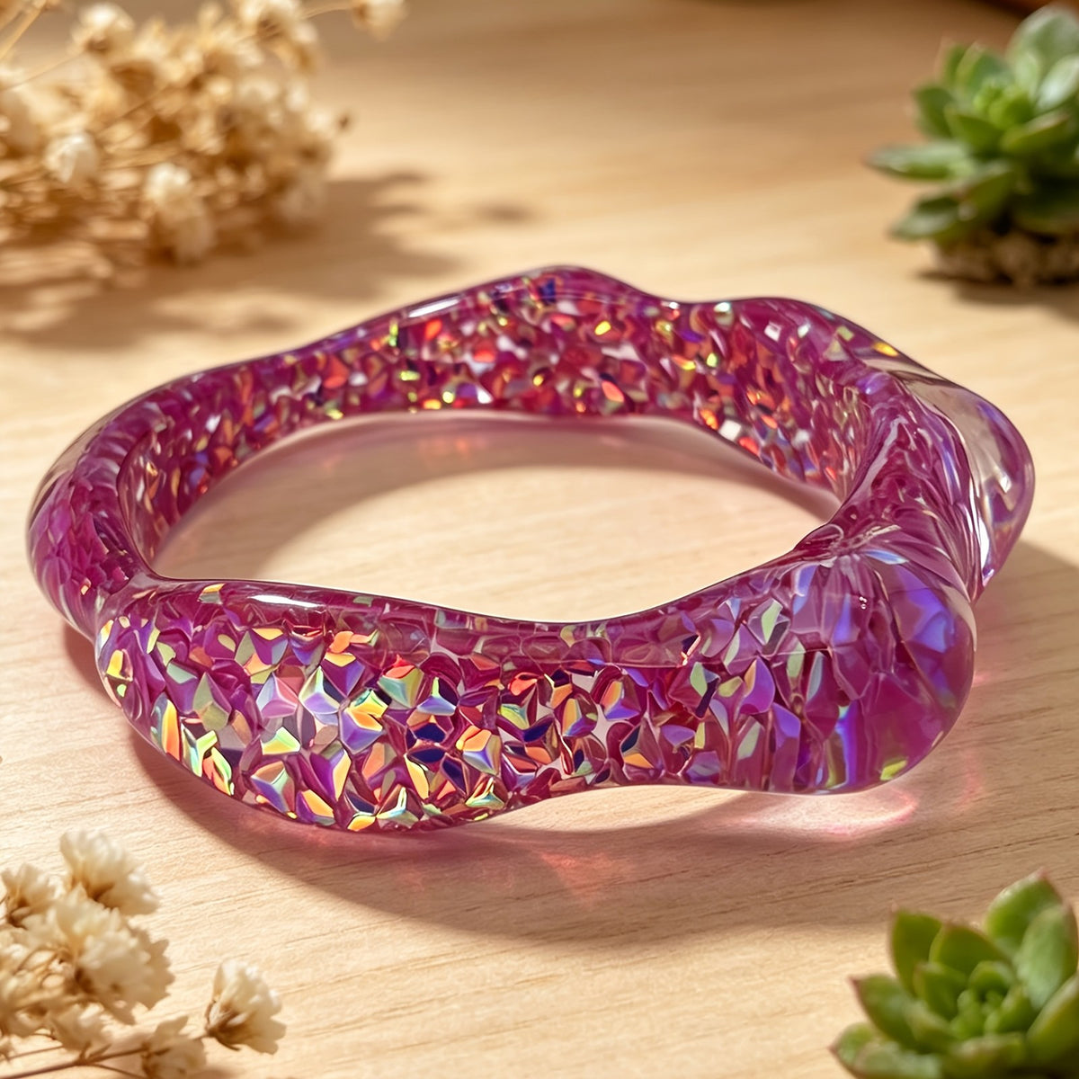 Iridescent Resin Wave Bracelet