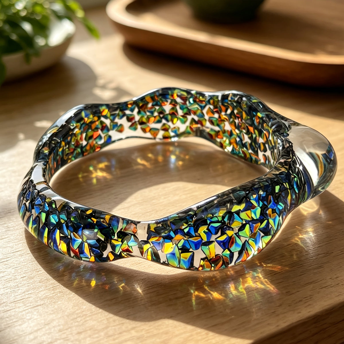 Iridescent Resin Wave Bracelet