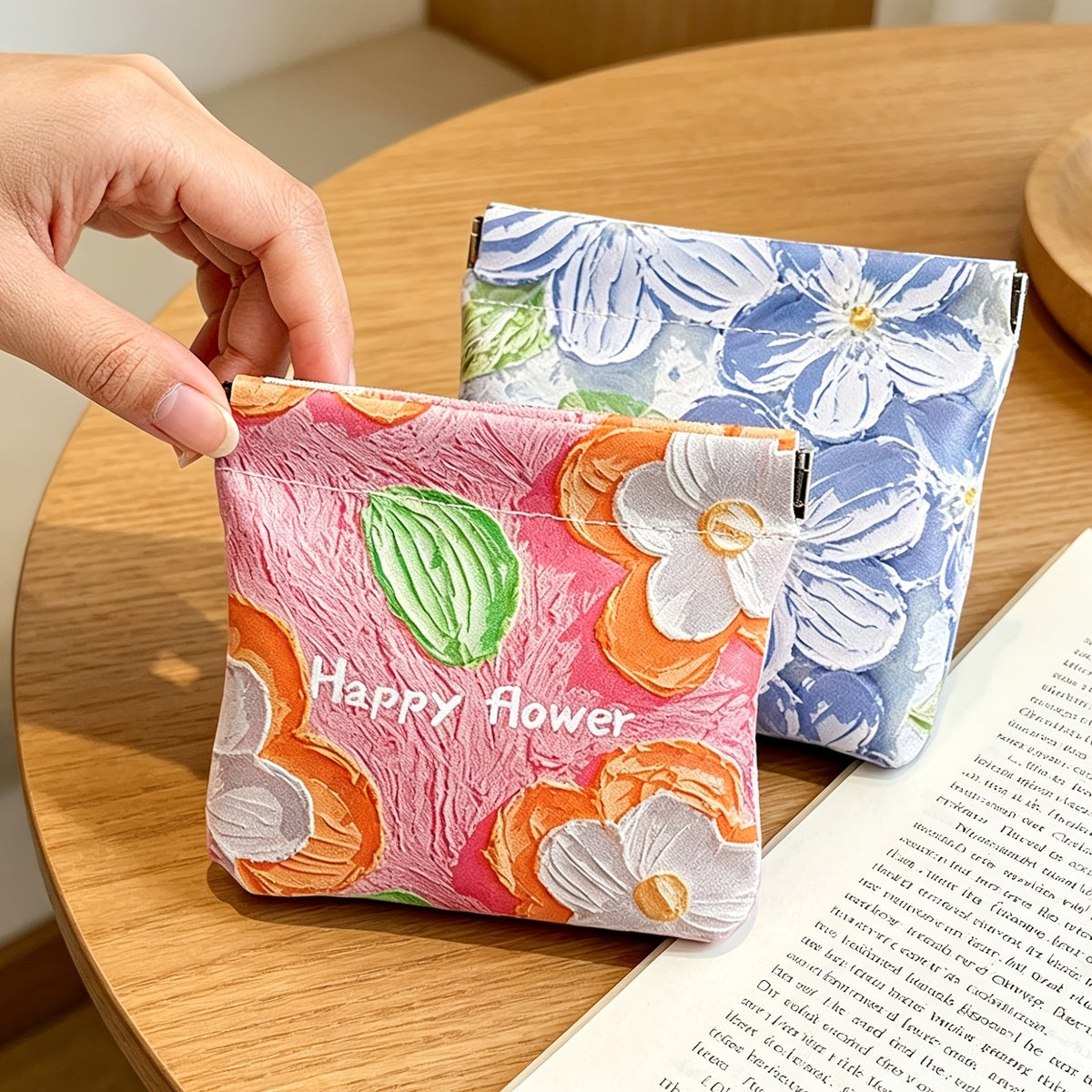 Romantic Floral Oil Painting Mini Pouch