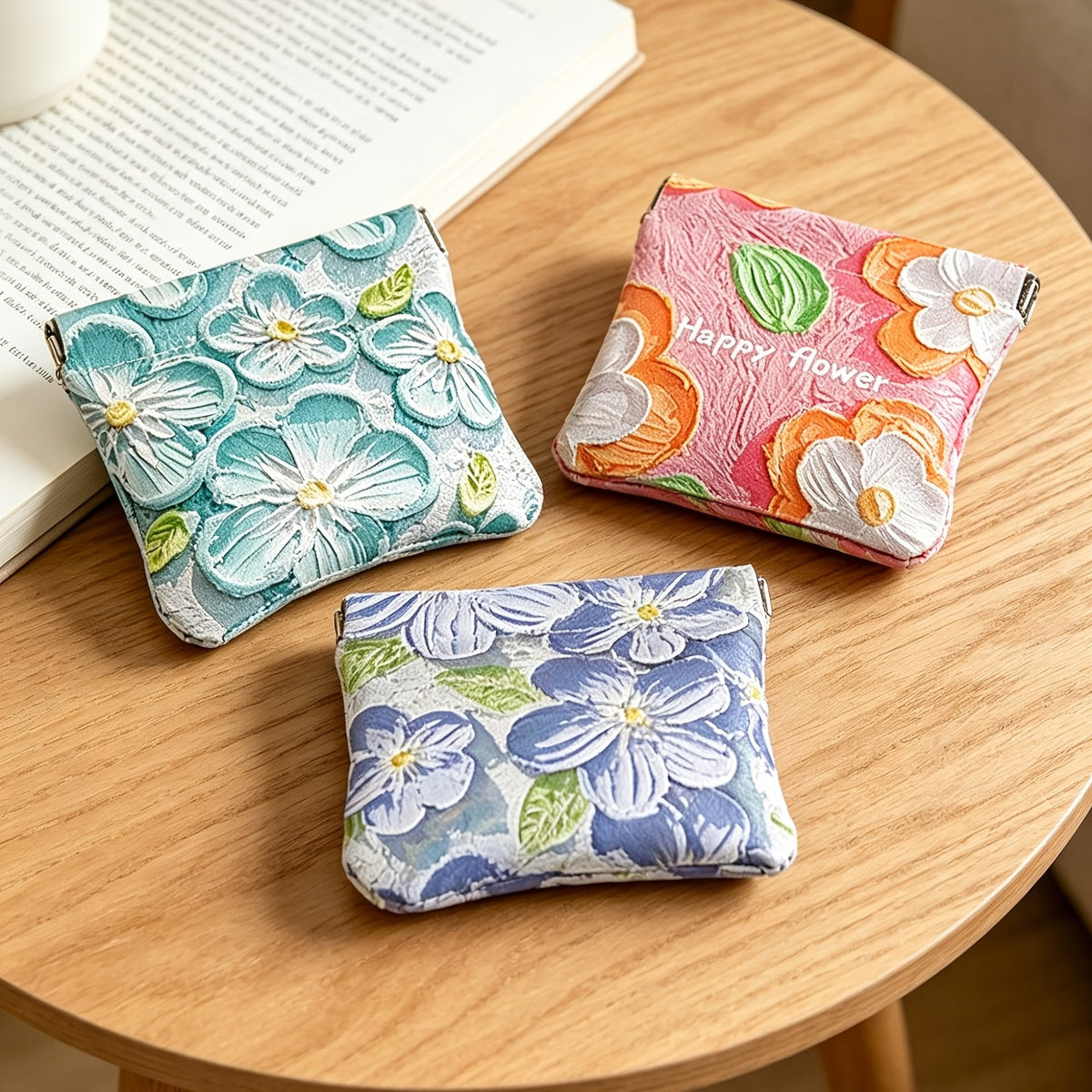 Romantic Floral Oil Painting Mini Pouch
