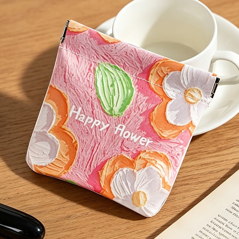Romantic Floral Oil Painting Mini Pouch