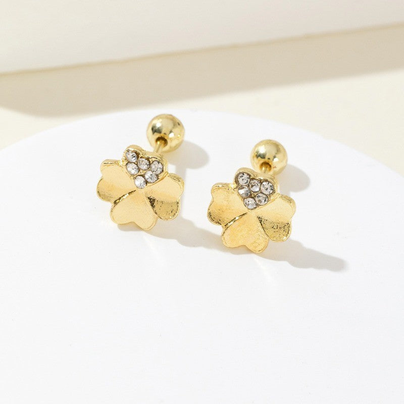 Dainty Clover Zircon Stud Earrings