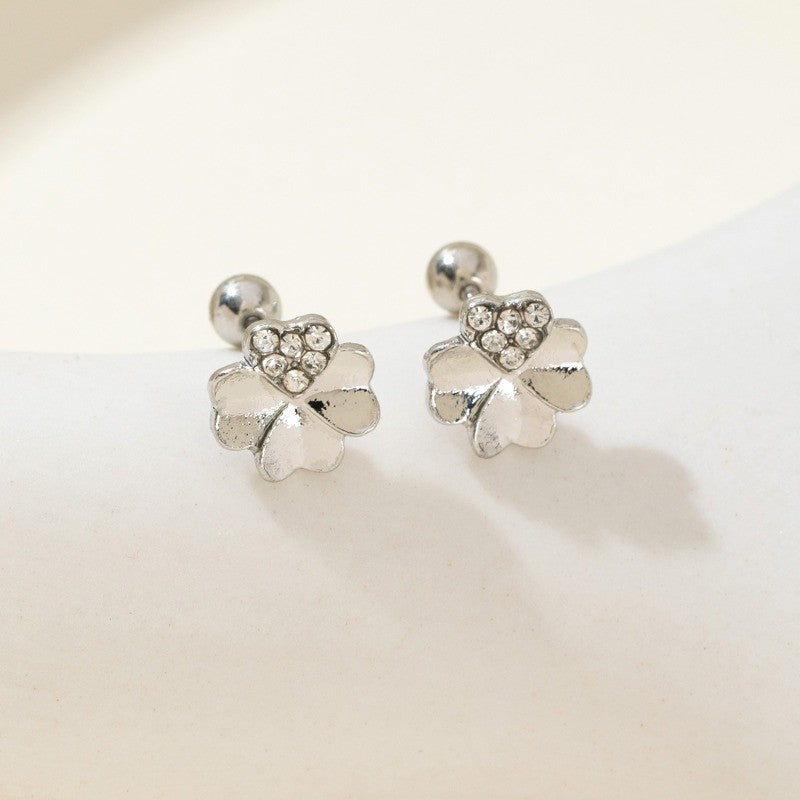 Dainty Clover Zircon Stud Earrings