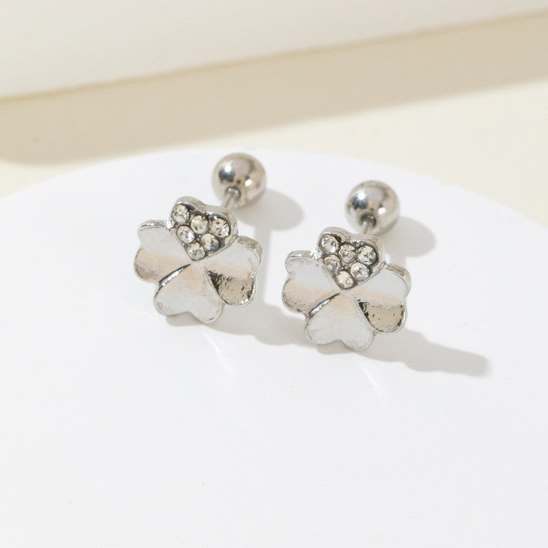 Dainty Clover Zircon Stud Earrings