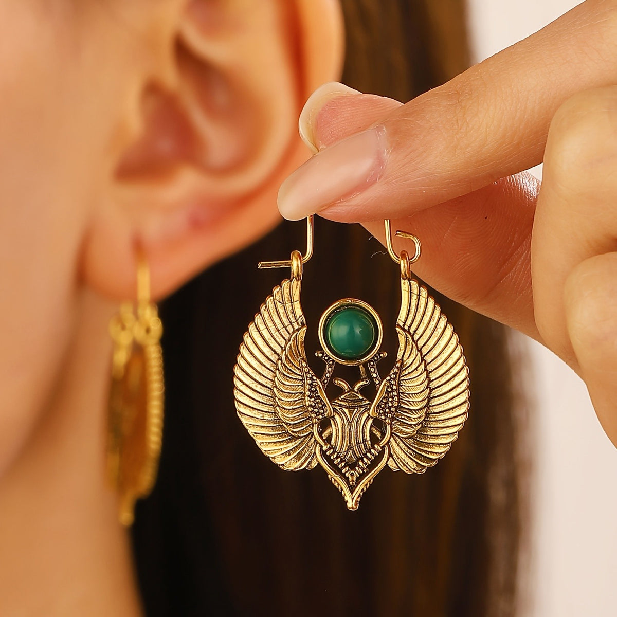 Vintage Inspired Winged Scarab Earrings