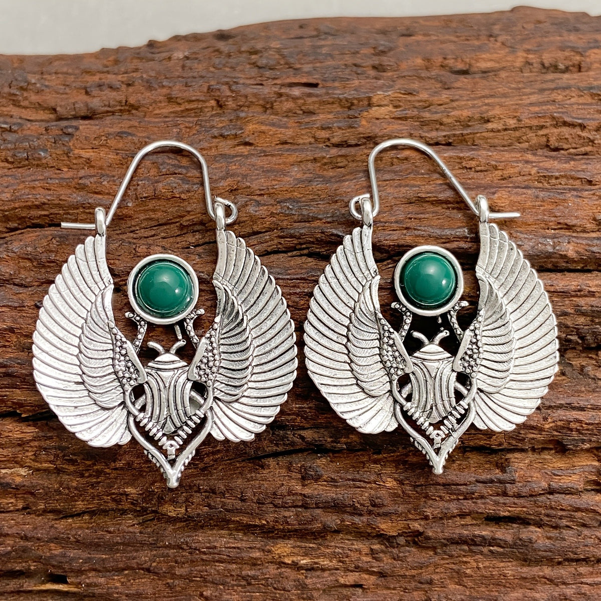 Vintage Inspired Winged Scarab Earrings