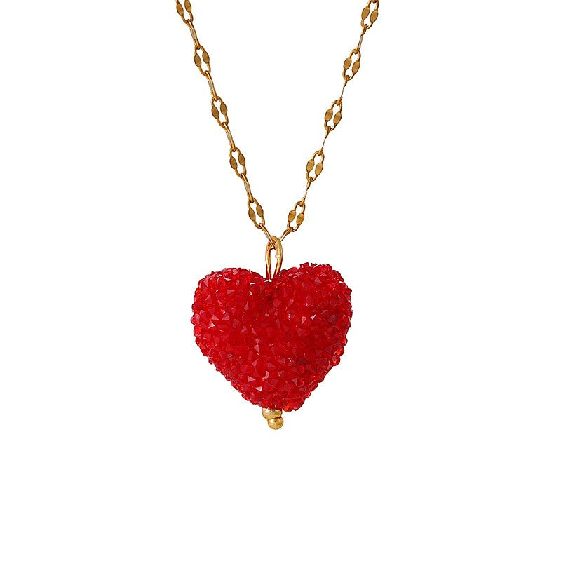 18k Dainty Layered Resin Heart Necklace