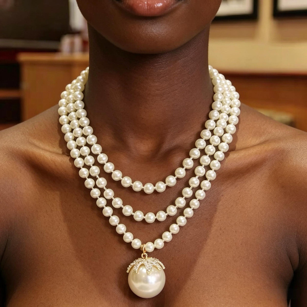 Elegant Layered Faux Pearl Necklace