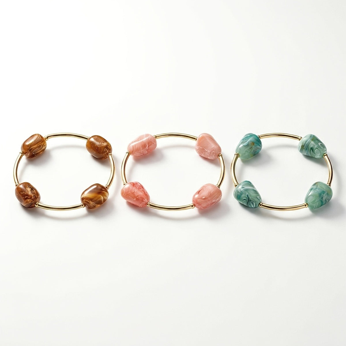 3pc Boho Marbled Stone Bracelet Set