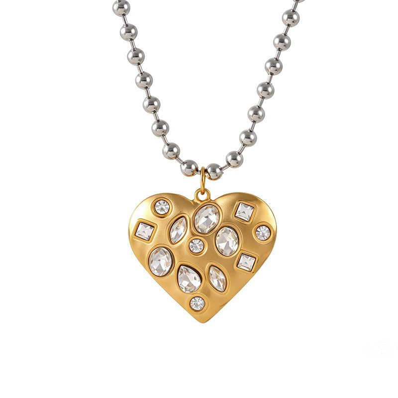 18k Boho Cross Heart Necklace