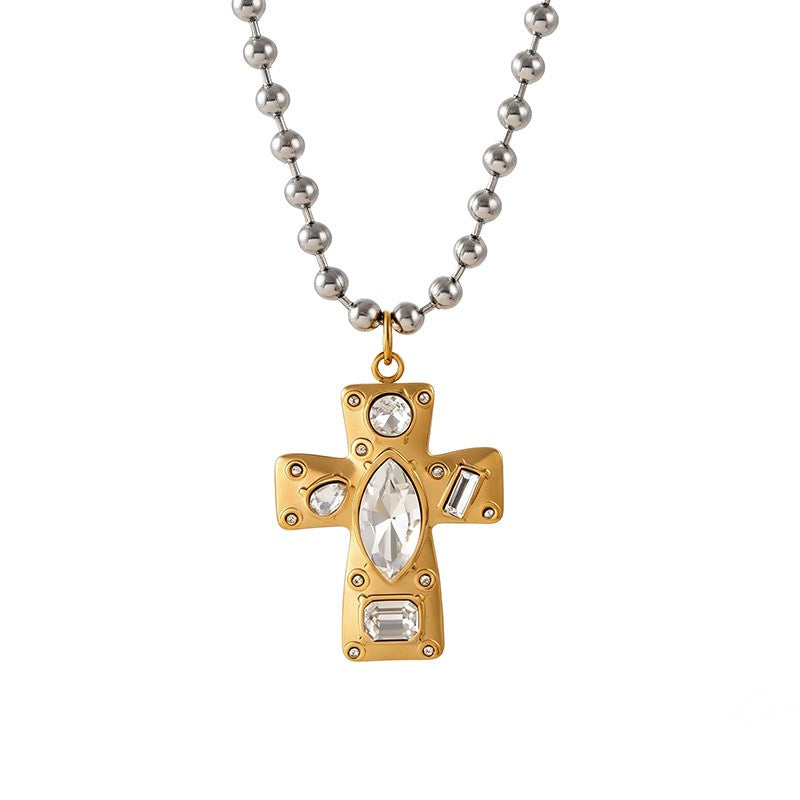 18k Boho Cross Heart Necklace