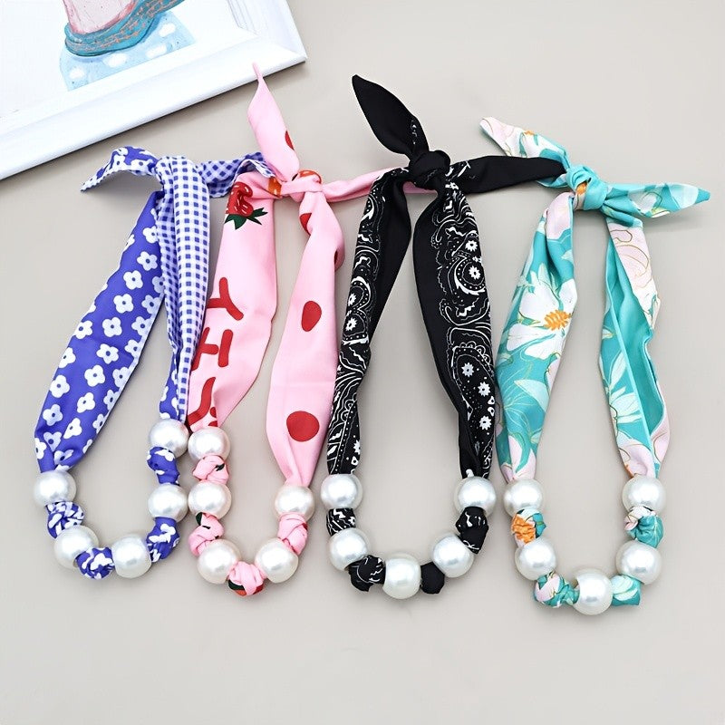 Boho Layered Scarf Pearl Necklace