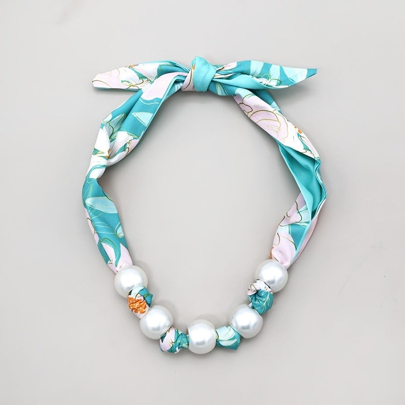 Boho Layered Scarf Pearl Necklace