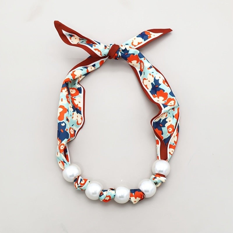 Boho Layered Scarf Pearl Necklace