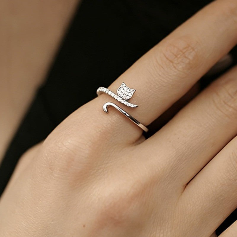 Dainty Cat Zircon Ring