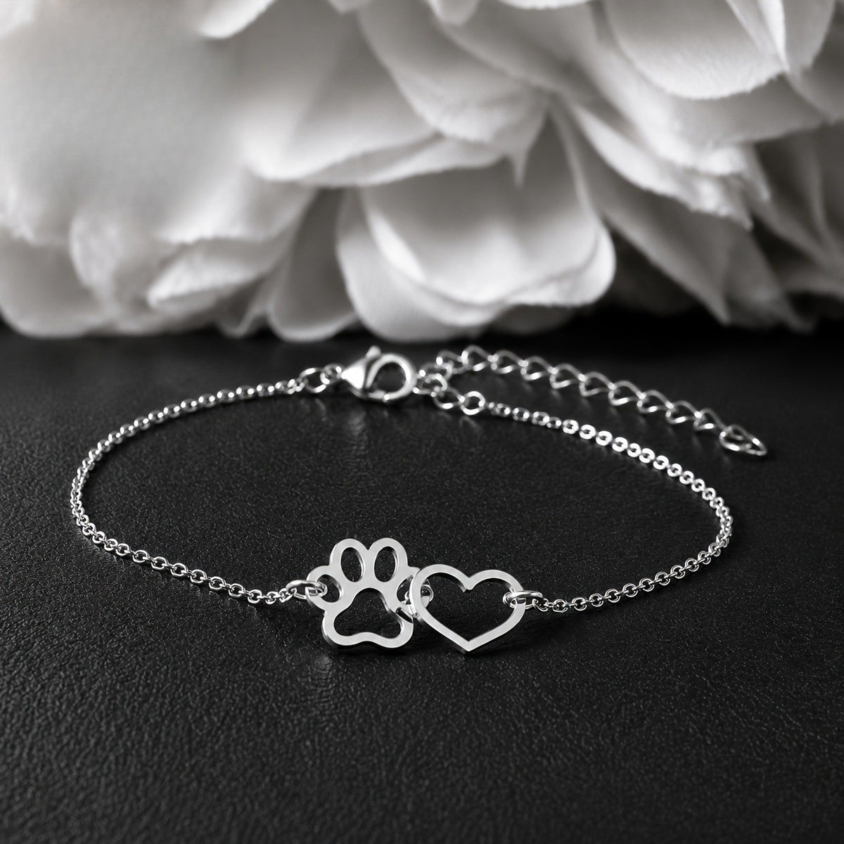 Dainty Paw Print Heart Anklet