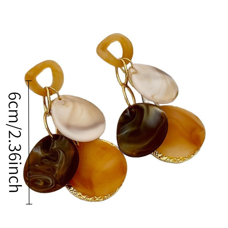 Boho Tortoiseshell Disc Drop Earrings