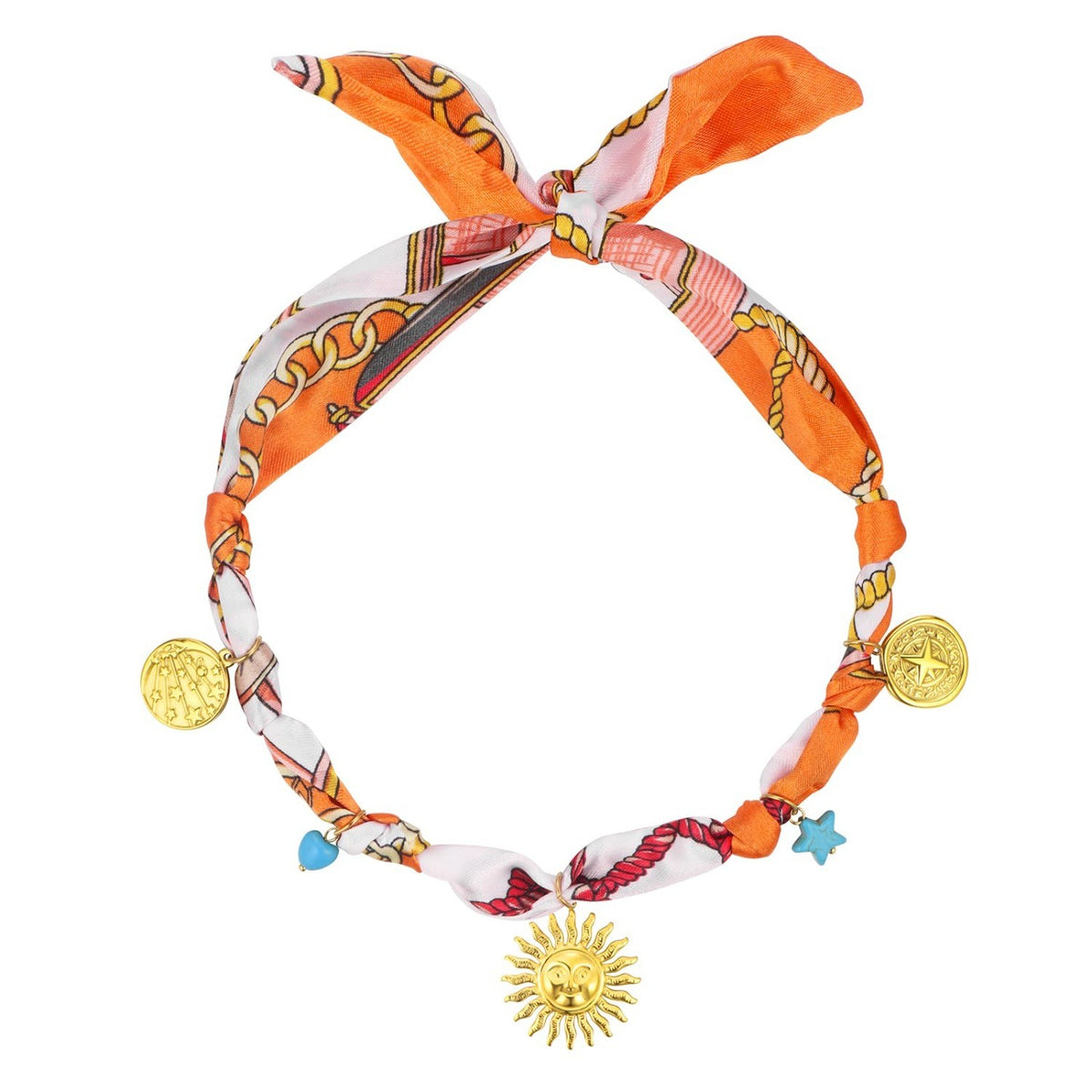 Boho Printed Scarf Heart Necklace