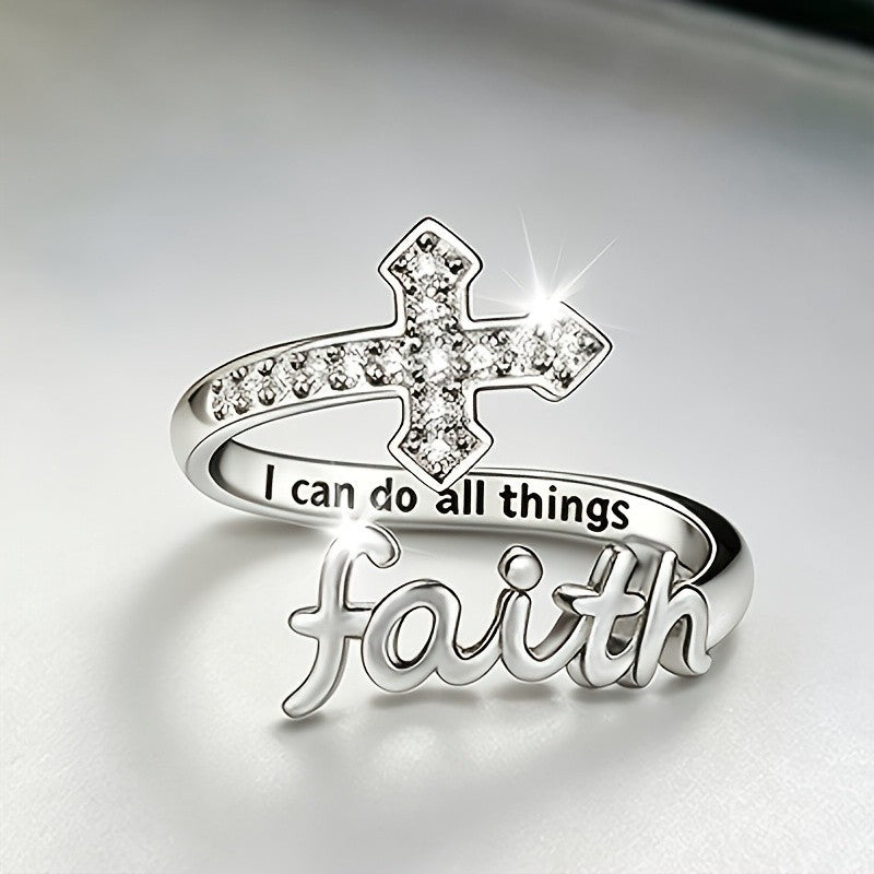 Dainty Faith Cross Open Ring