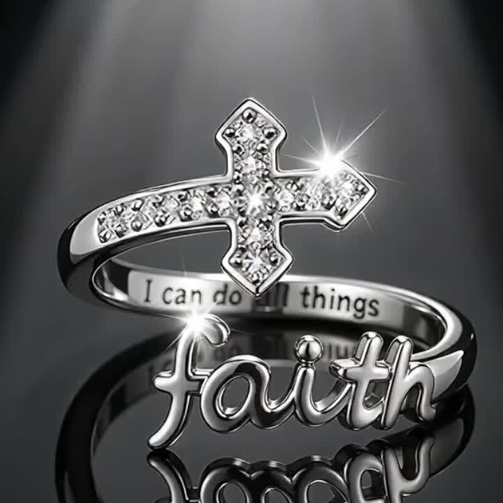 Dainty Faith Cross Open Ring