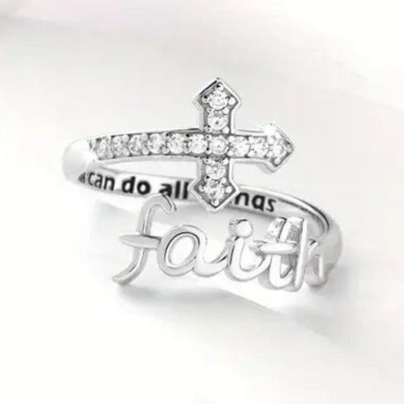 Dainty Faith Cross Open Ring