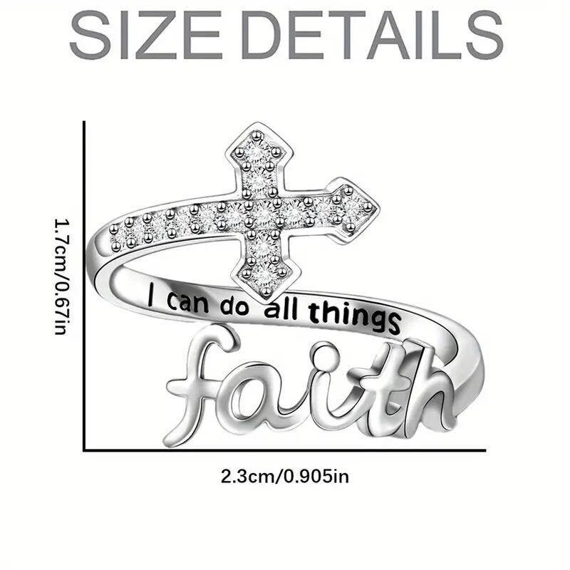 Dainty Faith Cross Open Ring